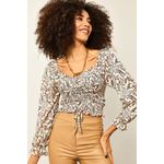 Fashion, accesorii si bijuterii - Femei - Imbracaminte femei - Camasi si bluze femei - Bluză femei Jumeon, 70% bumbac și 30% poliester, bej și maro și negru, 215XHN1220 - L - Infinity.ro