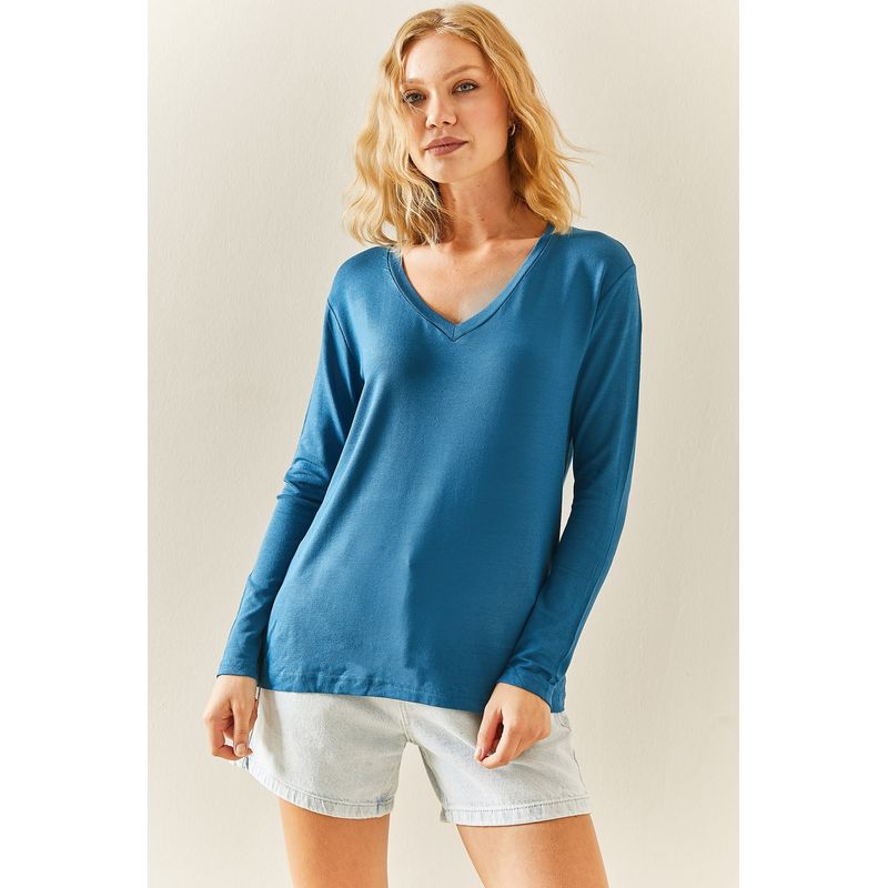 Fashion, accesorii si bijuterii - Femei - Imbracaminte femei - Camasi si bluze femei - Bluză femei Jumeon, 100% bumbac, petrol verde, 215XHN4274 - S - Infinity.ro