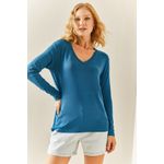 Fashion, accesorii si bijuterii - Femei - Imbracaminte femei - Camasi si bluze femei - Bluză femei Jumeon, 100% bumbac, petrol verde, 215XHN4274 - S - Infinity.ro
