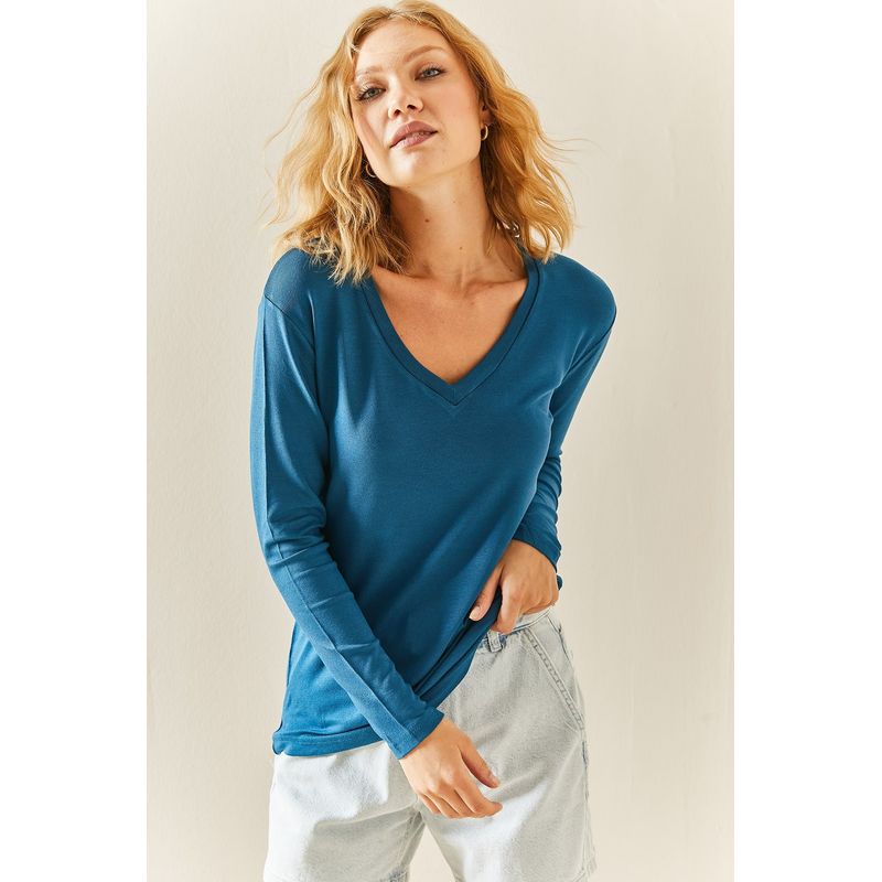 Fashion, accesorii si bijuterii - Femei - Imbracaminte femei - Camasi si bluze femei - Bluză femei Jumeon, 100% bumbac, petrol verde, 215XHN4274 - S - Infinity.ro