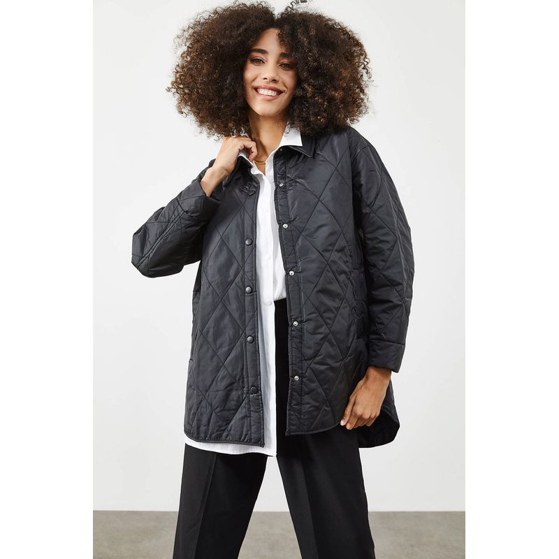 Fashion, accesorii si bijuterii - Femei - Imbracaminte femei - Paltoane si trenciuri femei - Palton Jumeon, 100% poliester, negru, 215XHN2654 - 36 - Infinity.ro