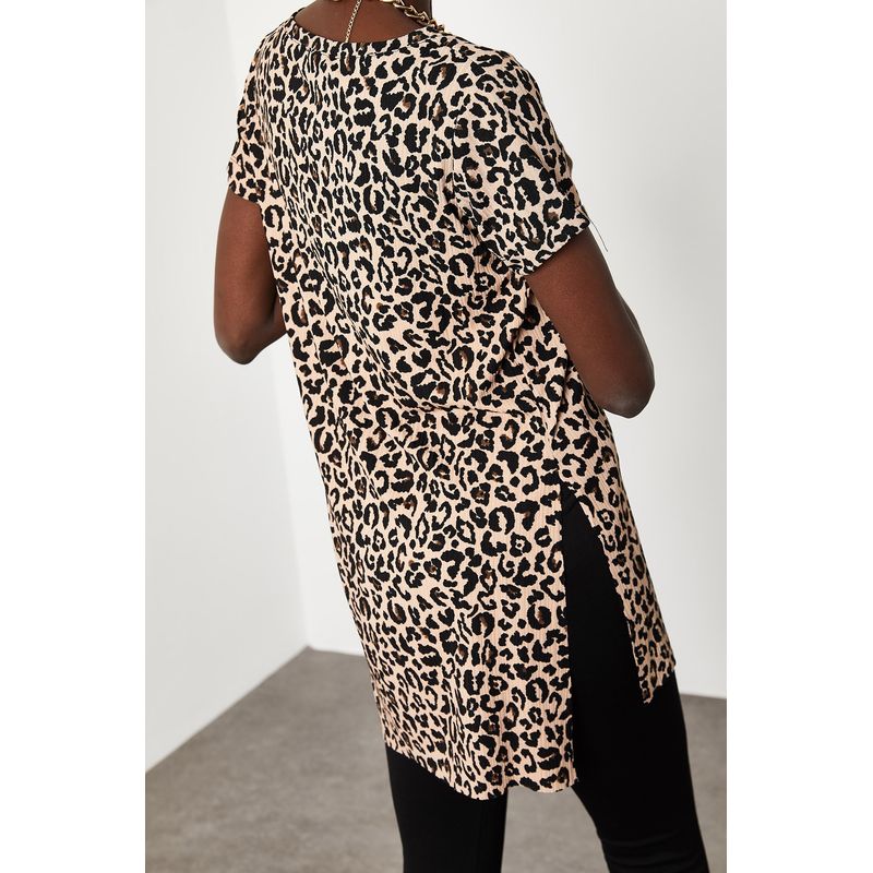 Fashion, accesorii si bijuterii - Femei - Imbracaminte femei - Tricouri si topuri femei - Tricou femei Jumeon, 100% poliester, leopard, 215XHN2292 - S - Infinity.ro