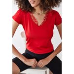 Fashion, accesorii si bijuterii - Femei - Imbracaminte femei - Tricouri si topuri femei - Tricou femei Jumeon, 95% vâscoză și 5% elastan, roșu, 215XHN1136 - S - Infinity.ro