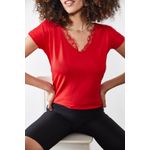 Fashion, accesorii si bijuterii - Femei - Imbracaminte femei - Tricouri si topuri femei - Tricou femei Jumeon, 95% vâscoză și 5% elastan, roșu, 215XHN1136 - S - Infinity.ro