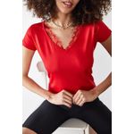 Fashion, accesorii si bijuterii - Femei - Imbracaminte femei - Tricouri si topuri femei - Tricou femei Jumeon, 95% vâscoză și 5% elastan, roșu, 215XHN1136 - S - Infinity.ro
