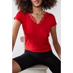 Fashion, accesorii si bijuterii - Femei - Imbracaminte femei - Tricouri si topuri femei - Tricou femei Jumeon, 95% vâscoză și 5% elastan, roșu, 215XHN1136 - S - Infinity.ro