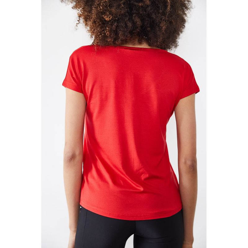 Fashion, accesorii si bijuterii - Femei - Imbracaminte femei - Tricouri si topuri femei - Tricou femei Jumeon, 95% vâscoză și 5% elastan, roșu, 215XHN1136 - S - Infinity.ro