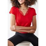 Fashion, accesorii si bijuterii - Femei - Imbracaminte femei - Tricouri si topuri femei - Tricou femei Jumeon, 95% vâscoză și 5% elastan, roșu, 215XHN1136 - S - Infinity.ro