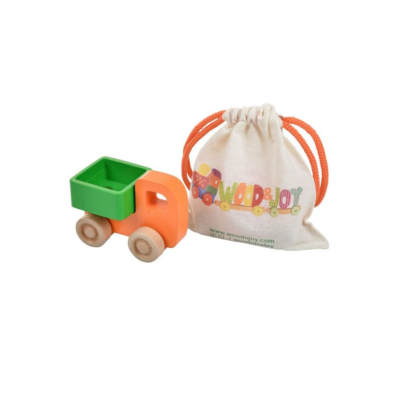 Jucarii, Copii si Bebe - Jucarii si jocuri - Jucarii & jocuri educative - Jocuri si jucarii educative - Mini camion Hanah Home, lemn de pin, 9 x 5 x 6.5 cm, portocaliu, 109TRS1129 - Infinity.ro