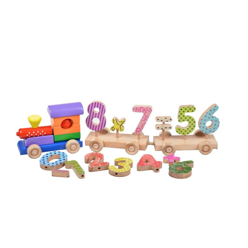 Jucarii, Copii si Bebe - Jucarii si jocuri - Jucarii & jocuri educative - Jocuri si jucarii educative - Trenul matematic Hanah Home, lemn de pin, 55 x 6 x 13 cm, multicolor, 109TRS1112 - Infinity.ro