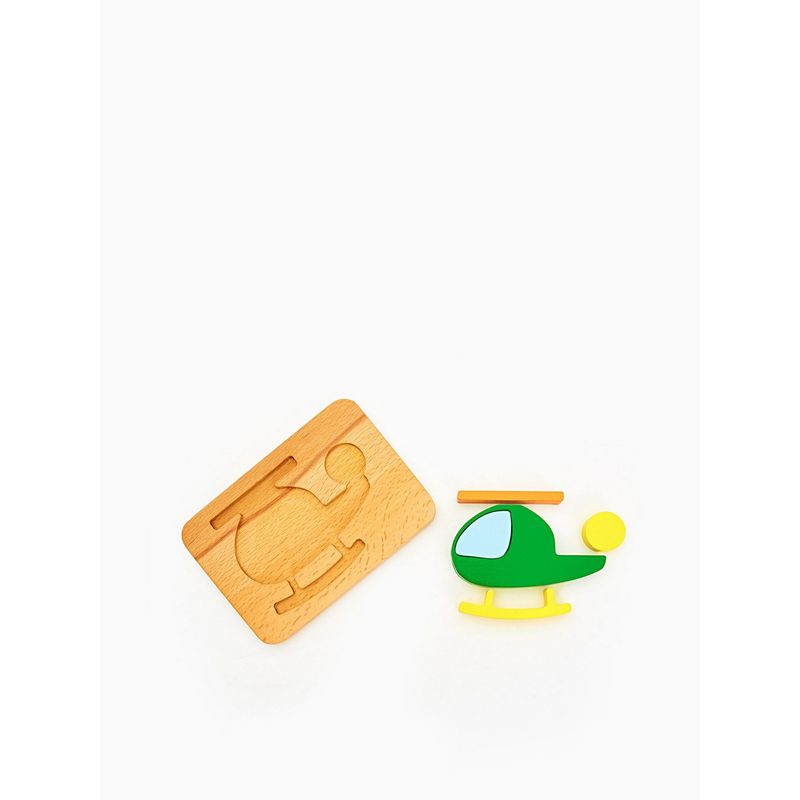 Jucarii, Copii si Bebe - Jucarii si jocuri - Jucarii & jocuri educative - Jocuri si jucarii educative - Elicopter Hanah Home, lemn de pin, 23 x 3 x 16 cm, verde/galben, 109TRS1101 - Infinity.ro