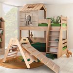 Jucarii, Copii si Bebe - Jucarii si jocuri - Jucarii de exterior - Spatii de joaca si accesorii - Set Pikler Hanah Home, placaj, 98 x 53 x 72 cm, stejar, 160RSW1122 - Infinity.ro
