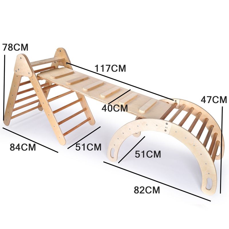Jucarii, Copii si Bebe - Jucarii si jocuri - Jucarii de exterior - Spatii de joaca si accesorii - Set Pikler Hanah Home, placaj, 51 x 82 x 47 cm, stejar, 160RSW1126 - Infinity.ro