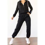 Fashion, accesorii si bijuterii - Femei - Imbracaminte femei - Costume si compleuri femei - Set pantaloni trening femei Jumeon, 70% bumbac și 30% poliester, negru, 215XHN1168 - XL - Infinity.ro