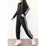 Fashion, accesorii si bijuterii - Femei - Imbracaminte femei - Costume si compleuri femei - Set pantaloni trening femei Jumeon, 70% bumbac și 30% poliester, negru, 215XHN1168 - XL - Infinity.ro