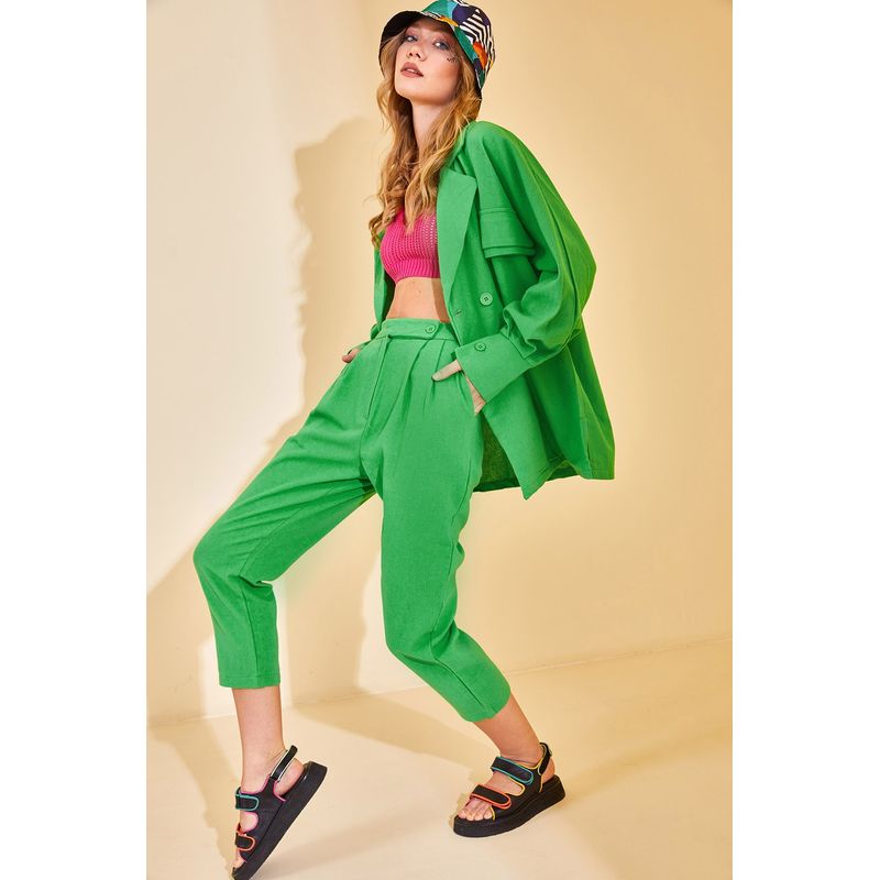 Fashion, accesorii si bijuterii - Femei - Imbracaminte femei - Costume si compleuri femei - Compleu Jumeon, 100% bumbac, verde, 215XHN2819 - S - Infinity.ro