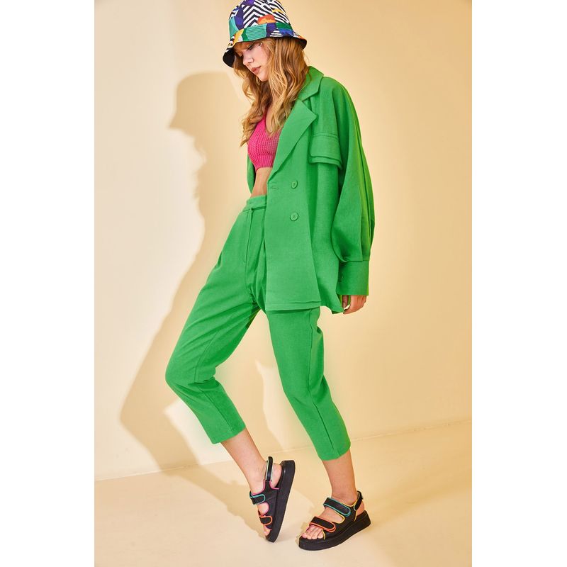 Fashion, accesorii si bijuterii - Femei - Imbracaminte femei - Costume si compleuri femei - Compleu Jumeon, 100% bumbac, verde, 215XHN2819 - S - Infinity.ro
