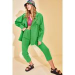 Fashion, accesorii si bijuterii - Femei - Imbracaminte femei - Costume si compleuri femei - Compleu Jumeon, 100% bumbac, verde, 215XHN2819 - S - Infinity.ro