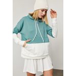 Fashion, accesorii si bijuterii - Femei - Imbracaminte femei - Hanorace femei - Hanorac femei Jumeon, 70% bumbac și 30% poliester, mentă și alb, 215XHN1170 - S - Infinity.ro