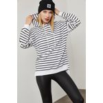 Fashion, accesorii si bijuterii - Femei - Imbracaminte femei - Hanorace femei - Hanorac femei Jumeon, 70% bumbac și 30% poliester, negru și alb, 215XHN1172 - M - Infinity.ro