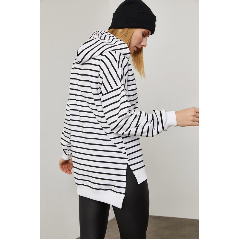 Fashion, accesorii si bijuterii - Femei - Imbracaminte femei - Hanorace femei - Hanorac femei Jumeon, 70% bumbac și 30% poliester, negru și alb, 215XHN1172 - M - Infinity.ro