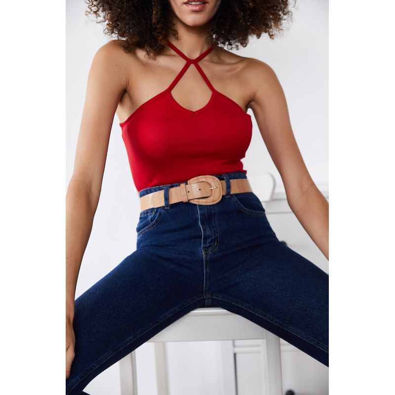 Fashion, accesorii si bijuterii - Femei - Lenjerie si pijamale femei - Lenjerie intima femei - Maiou femei Jumeon, 70% bumbac și 30% poliester, roșu, 215XHN1678 - M - Infinity.ro
