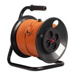 Casa si Gradina - Electrice - Accesorii electrice - Prelungitoare, triple, fise - Prelungitor cu tambur Bachmann, 4 prize Schuko, protectie copii, termosiguranta, cadru metalic, IP20, cordon H05VV-F 3G - Infinity.ro