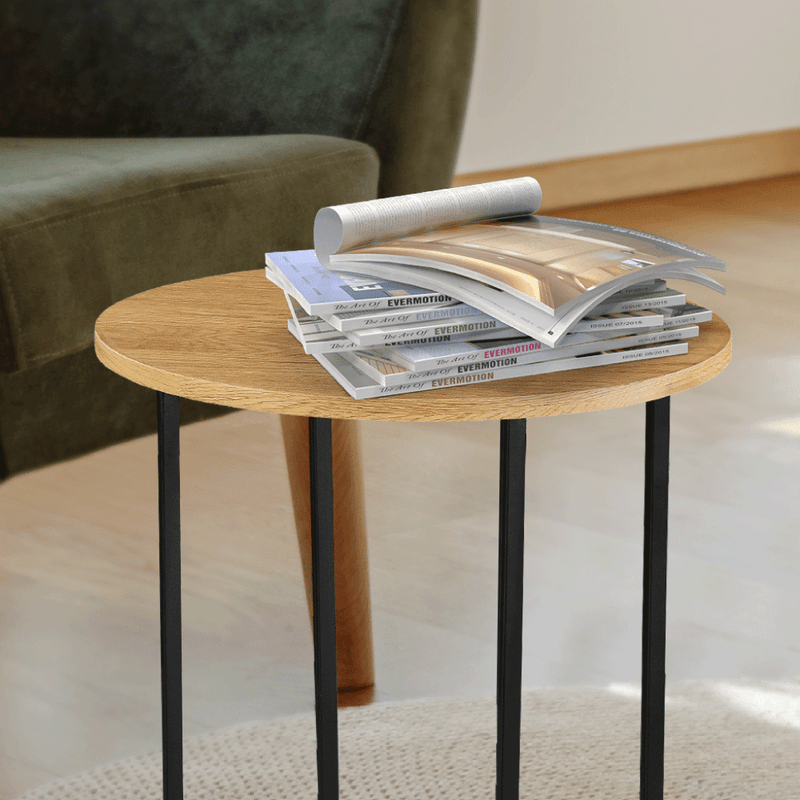 Casa si Gradina - Mobilier - Mese si birouri - Masute de cafea - Masuta laterala, stejar / metal negru, IMSAR - Infinity.ro