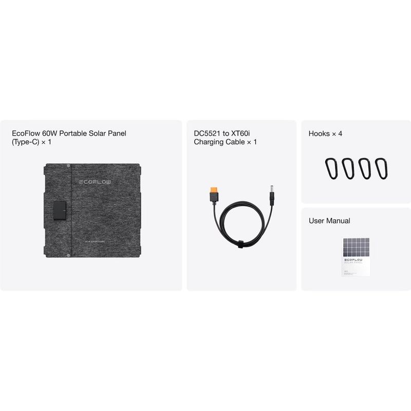 Casa si Gradina - Electrice - Panouri solare si accesorii - Sisteme panouri solare - Panou solar portabil EcoFlow 60W (USB-C) - Infinity.ro