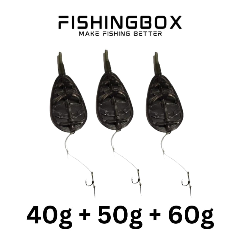 Sport si Outdoor - Sporturi acvatice - Pescuit - Plumbi si momitoare - Set 3 monturi Method Feeder spin 40g, 50g si 60g, gata utilizare, crap, sportiv si feeder - Infinity.ro