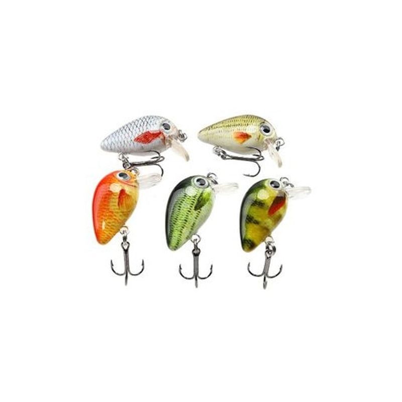 Sport si Outdoor - Sporturi acvatice - Pescuit - Nade si momeli - Set 5 voblere rapitor FishingBox, clean biban pastrav, naluci spinning, 2g 28mm, floating suprafata - Infinity.ro
