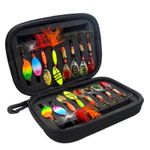 Sport si Outdoor - Sporturi acvatice - Pescuit - Nade si momeli - Set 16 spinnere lingurite rotative FISHINGBOX, clean biban pastrav, pene, carlige triple, 3g-5.2g - Infinity.ro