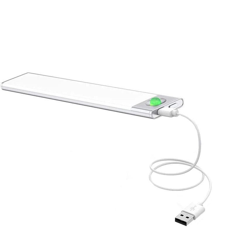 Casa si Gradina - Corpuri si surse de iluminat - Veioze si lampi - Lampi de veghe - Lampa LED senzor miscare Fishingbox, USB, 95lm, magnetica, dressing dulap baie hol scari, 20cm Silver - Infinity.ro