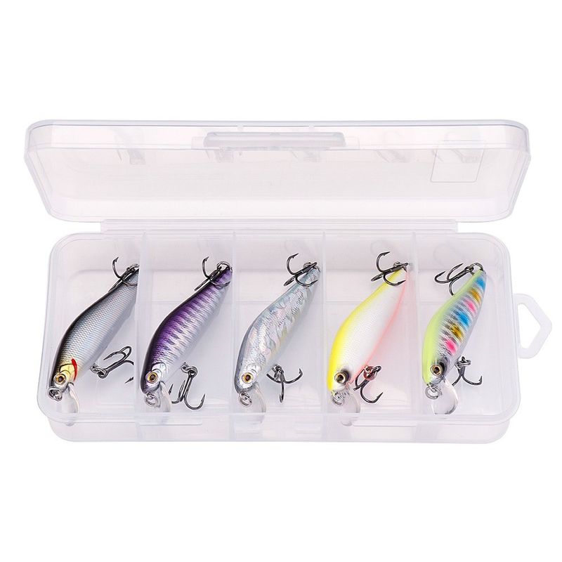 Sport si Outdoor - Sporturi acvatice - Pescuit - Nade si momeli - Set 5 voblere 70mm 7g FISHINGBOX, vibratie puternica, scufundare toata adancimea, stiuca somn, model 2 - Infinity.ro
