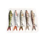 Sport si Outdoor - Sporturi acvatice - Pescuit - Nade si momeli - Set 5 voblere articulate stiuca 8 segmenti, stiuca somn salau, FISHINGBOX, 14cm 23g, multicolor - Infinity.ro