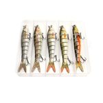 Sport si Outdoor - Sporturi acvatice - Pescuit - Nade si momeli - Set 5 voblere swimbait multi segment 14cm 23g, miscare realista, stiuca salau somn, cutie inclusa - Infinity.ro