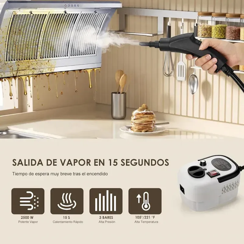 Electronice si Electrocasnice - Ingrijirea locuintei - Aparate de curatat cu abur - Aparat de curatat cu abur, 2500W, 220V, rezervor 1000 ml, incalzire 10S, alb - Infinity.ro