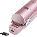 Ingrijire personala si Cosmetice - Aparate & accesorii ingrijire personala - Hair styling - Placi de indreptat parul - Placa de par Adler AD 2327, fara fir, Placi Ceramice, 220°C, Afisaj Digital, USB, Portabil, Roz - Infinity.ro