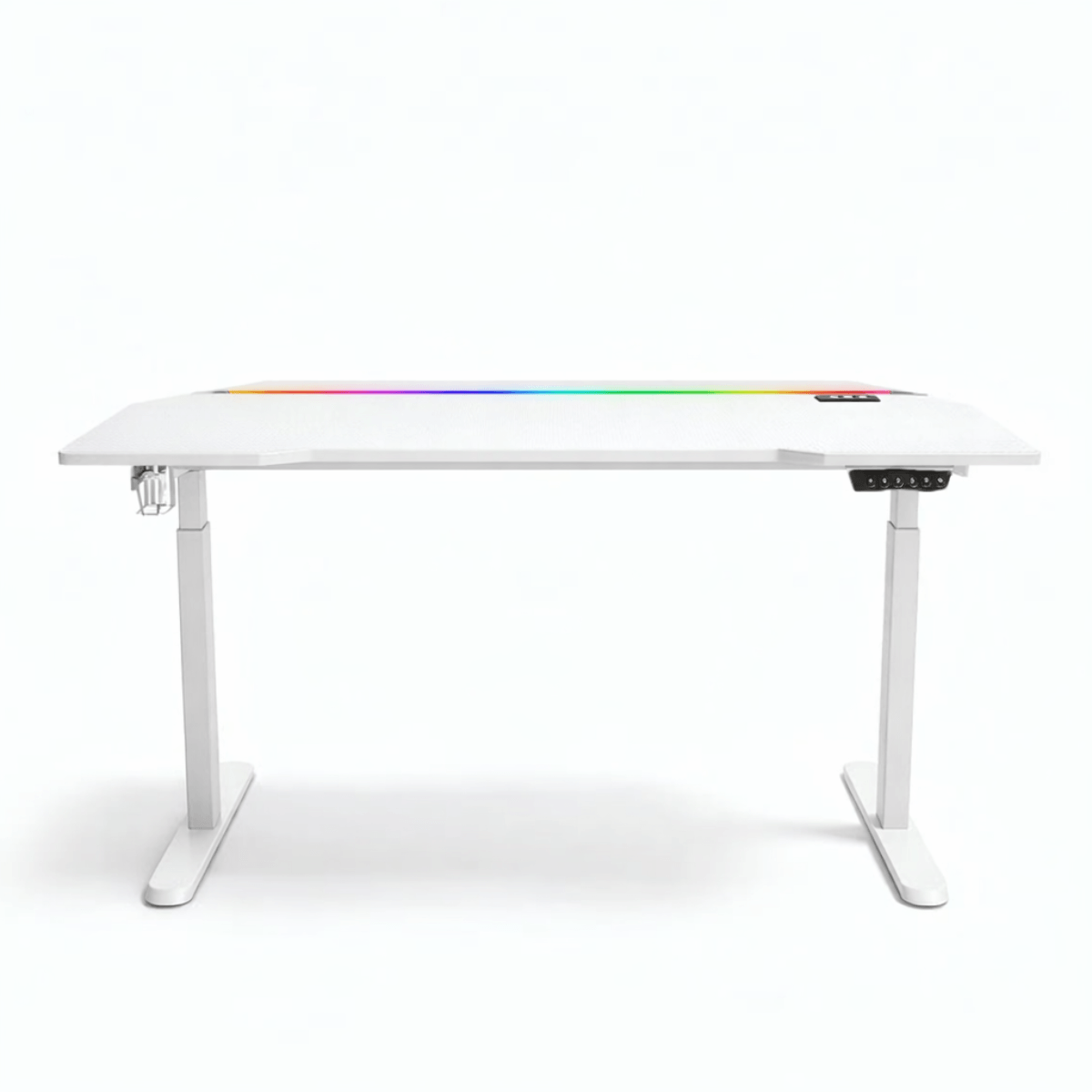 Birou Gaming RGB, Reglabil Electric inaltime, QOVA®, Inaltime Ajustabila 72-117cm, Motor Silentios, Blat Carbon Premium