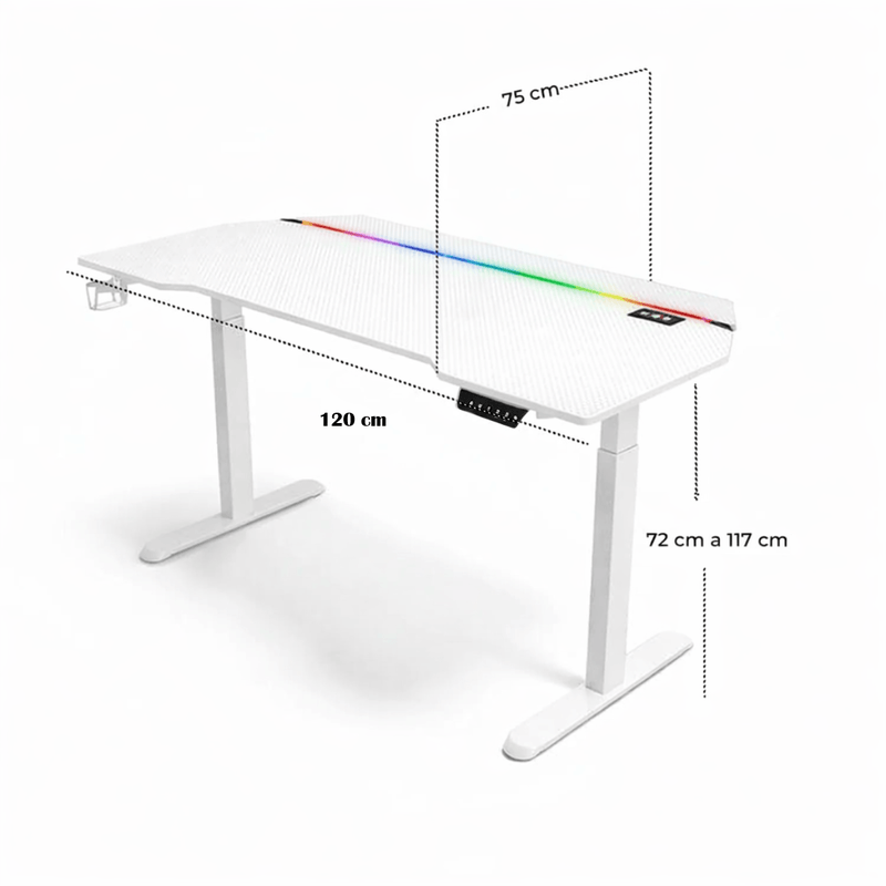 PC, gaming si accesorii - Gaming - Accesorii gaming - Birouri gaming - Birou Gaming RGB, Reglabil Electric inaltime, QOVA®, Inaltime Ajustabila 72-117cm, Motor Silentios, Blat Carbon Premium - Infinity.ro