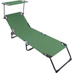 Casa si Gradina - Gradina si terasa - Mobilier exterior - Scaune si sezlonguri gradina - Sezlong pliabil Heinner cu parasolar, dimensiuni 186X55X24 cm, verde - Infinity.ro