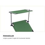 Casa si Gradina - Gradina si terasa - Mobilier exterior - Scaune si sezlonguri gradina - Sezlong pliabil Heinner cu parasolar, dimensiuni 186X55X24 cm, verde - Infinity.ro