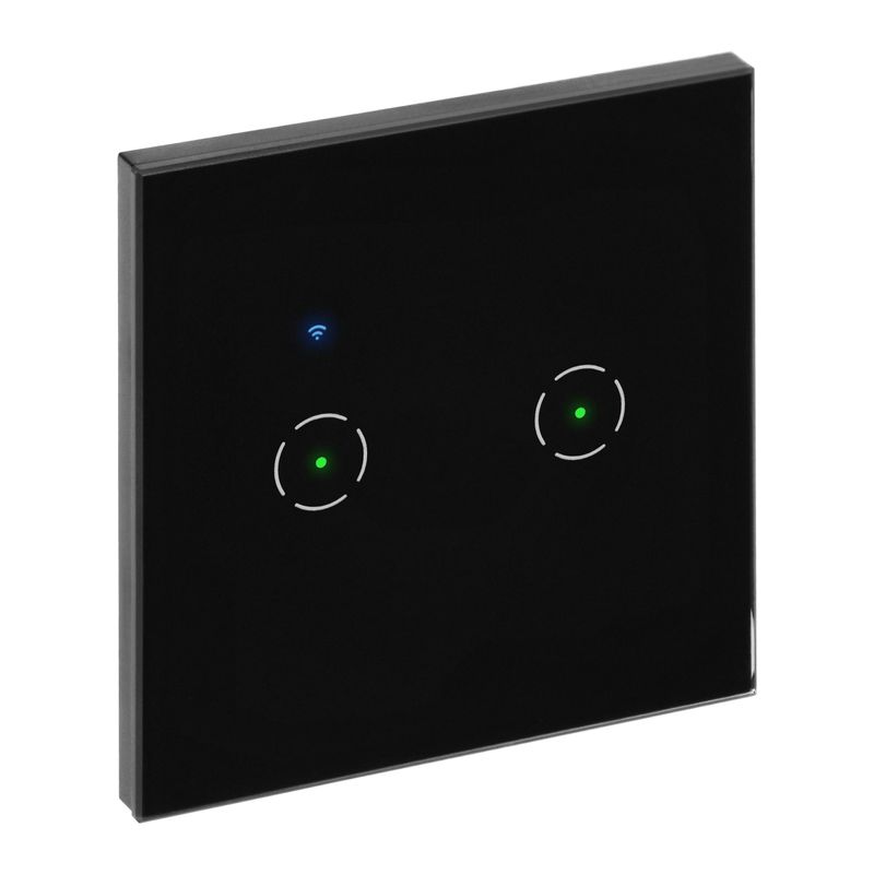 Casa si Gradina - Electrice - Smart Home - Centrale si module smart home - Comutator subtire dublu Wi-Fi ORNO, negru - Infinity.ro