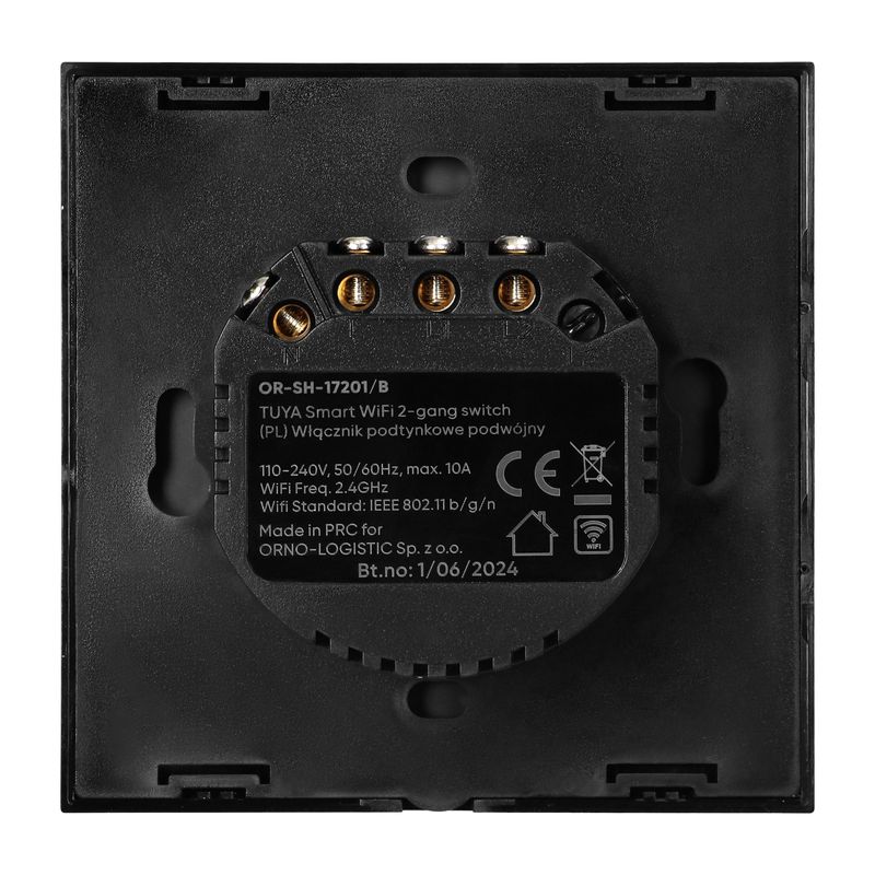 Casa si Gradina - Electrice - Smart Home - Centrale si module smart home - Comutator subtire dublu Wi-Fi ORNO, negru - Infinity.ro