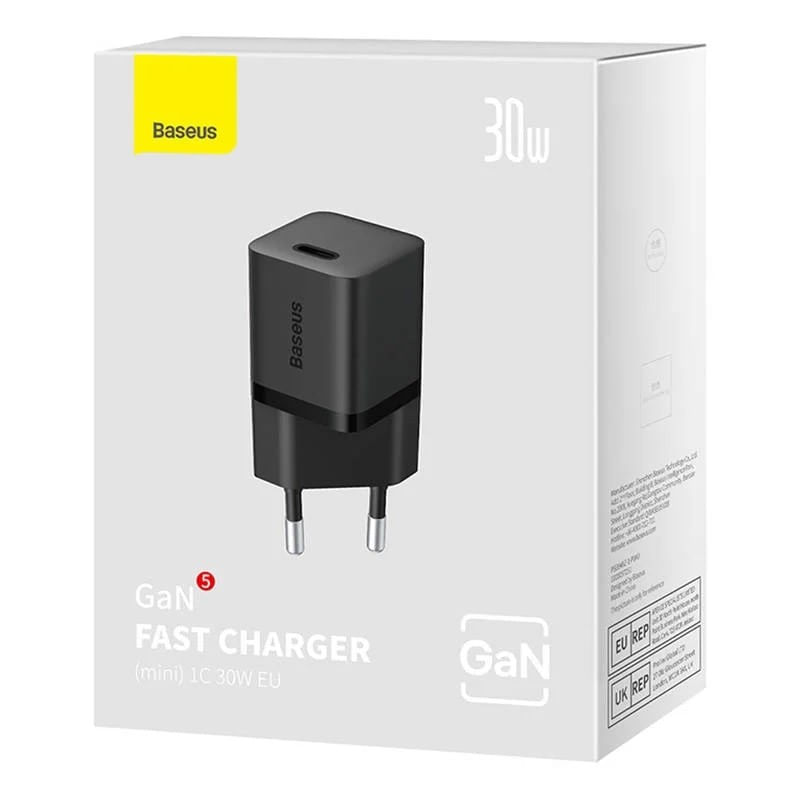 Laptop, Telefoane si Tablete - Telefoane mobile si accesorii - Accesorii Telefoane - Incarcatoare telefoane - INCARCATOR retea Baseus, GaN5 Fast Charger 30W, 1 x USB Type-C 5V/3A,  negru "CCGN070401" - 6932172624439 - Infinity.ro