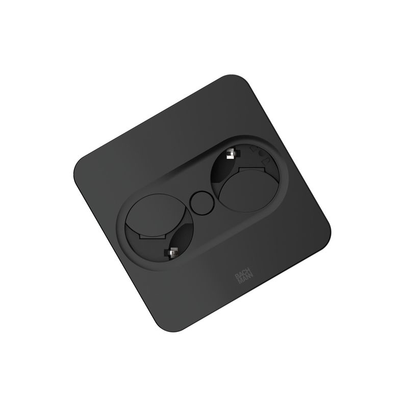 Casa si Gradina - Electrice - Accesorii electrice - Prelungitoare, triple, fise - Multipriza incorporabila Bachmann TWIST 2 patrat, 2 prize si cordon 2m, negru mat - Infinity.ro