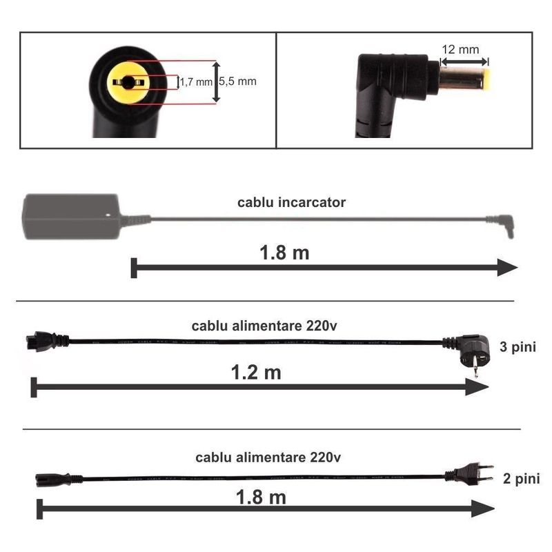 Laptop, Telefoane si Tablete - Laptopuri si accesorii - Accesorii Laptop - Incarcatoare laptop - Incarcator pentru laptop HP Dv5-1000 18.5V 3.5A 65W - Infinity.ro