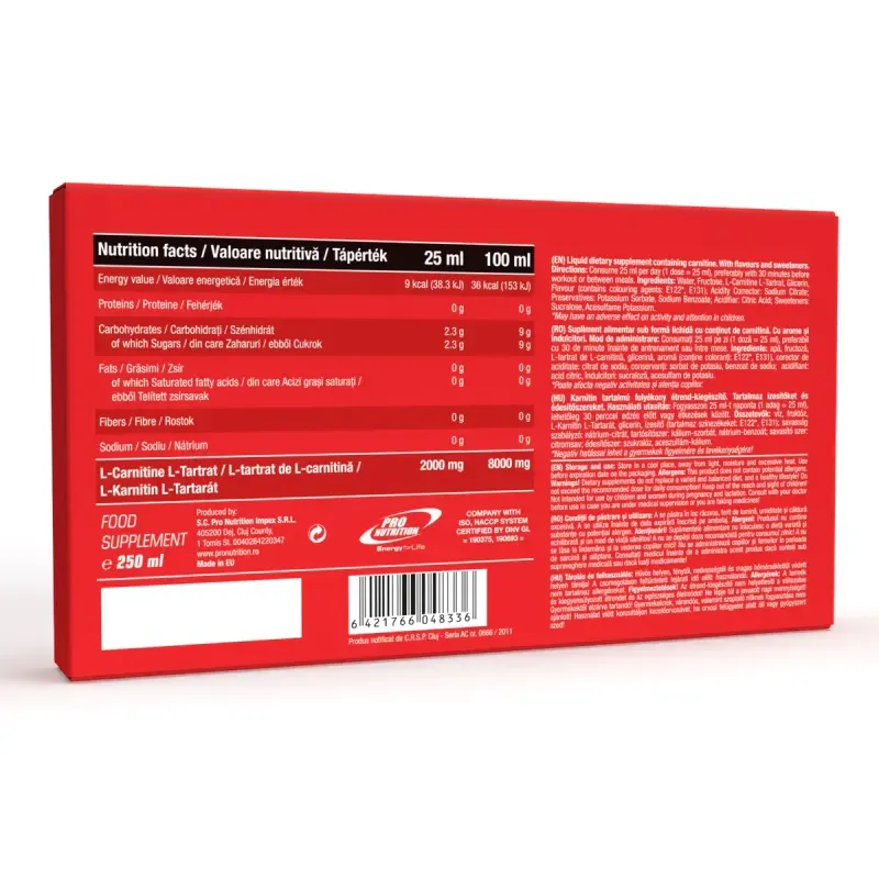 Ingrijire personala si Cosmetice - Sanatate si wellness - Nutritie sportiva - Gestionarea greutatii - Supliment nutritiv lichid cu L-carnitină, Carnimax 2000, Fructe de pădure, 10 monodoze x 25 ml - Infinity.ro