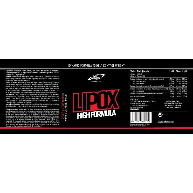Ingrijire personala si Cosmetice - Sanatate si wellness - Nutritie sportiva - Gestionarea greutatii - Supliment alimentar complex natural pentru slăbit, Lipox, 135 tablete - Infinity.ro