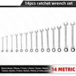 Auto si Moto - Reparatii si depanare - Scule auto - Scule si truse auto - Set de 14 chei combinate fixe si cu clichet reversibil 8-22mm - Infinity.ro